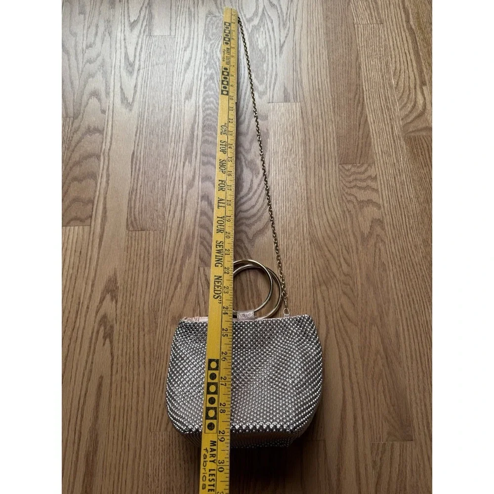 Jessica McClintock‎ Gwen Purse Evening Handbag Ball Mesh Beaded Ring Wristlet